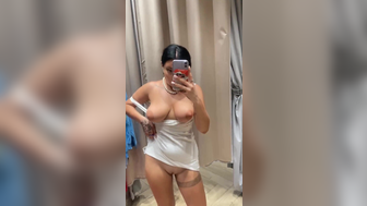 Asian Beauty Showing off Her Big Natural Tits and Pussy in Mirror Video