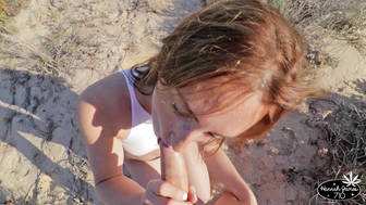 Hannah james Giving Passionate Blowjob to Her BF at Beach Video