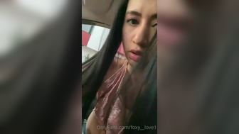 Latina Playing Her Ass With A Dildo In Car