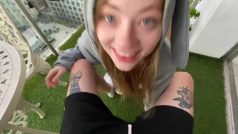 Zoey and Zack Public Blowjob On Balcony Video