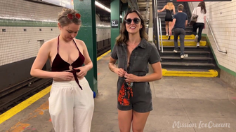 Missionicecream Busty Girls Changing Clothes And Flashing Big Tits In Busy Public Video