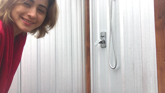 Mia Valentine Teasing And Fucking A Huge Dildo Inside Wet Pussy While Showering Video