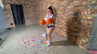 Demmy Blaze As A Basketball Player Shows Huge Tits And Playing With Them Video