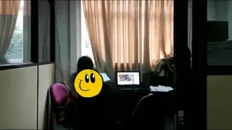 Laughter co-workers secretly enjoying boob sucking from the boss in the office
 Indian Video