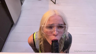 Babyfooji Sucking Black Dildo While Playing Nipples Fucking It Till Cum Onlyfans Video