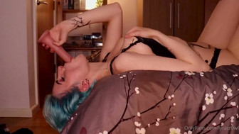Lyracr0w0 Cute Baby Deeply Sucking Dildo While Laying in Lingerie Onlyfans Video
