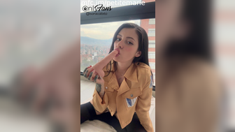 SaraCalixto Sexy Curvy Babe Rides Dildo After Sucking it Onlyfans Video