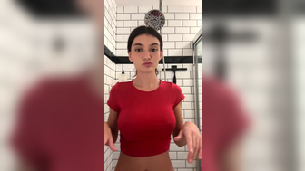 Amira Brie Lusty Brunette Filming herself Getting Naked Shower in Live Onlyfans Video