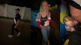 Dixie Lynn Slutty Babe Sucking Two Strangers Cockd in Public