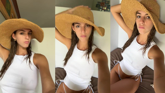 Emily Feld Exposing Hard Nipples Through Skinny Video