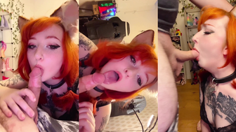 StarryBunny TAtted Whore Blowing Off Hard Dick Fansly Video