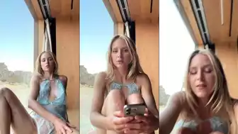 Caroline Zalog Rubbing Pussy in Seethrough Dress Onlyfans Video