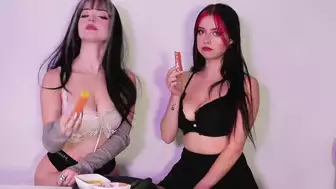 Burch Twins Teases Big Boobs While Sucking Cucumber Onlyfans Video