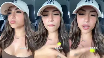 "Cute Brunette OnlyFans Model Sucks Tennis Ball In Car"