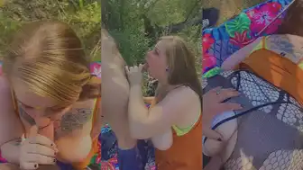 Blonde Spicynerdd OnlyFans Girl Sucking Dick in Nature