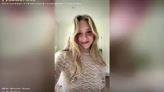 Caroline Zalog Teases In A Lace Dress During A Sensual Live Stream Video