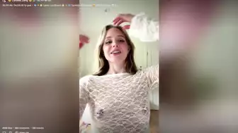 Caroline Zalog Teases In A Lace Dress During A Sensual Live Stream Video