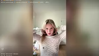 Caroline Zalog Teases In A Lace Dress During A Sensual Live Stream Video