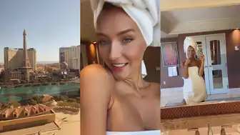 Rachel Cook Teases In A Towel After A Steamy Shower In Luxurious Vegas Hotel Room