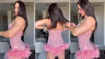 Vladigal Try on haul Her Pink Outfit in Front of the Camera