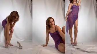 Karaleona teases in a sexy purple dress and heels in this seductive OnlyFans video
