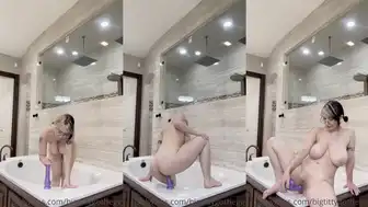 Bigtittygothegg Curvy Goddess Masturbates With Purple Dildo In Bathtub
