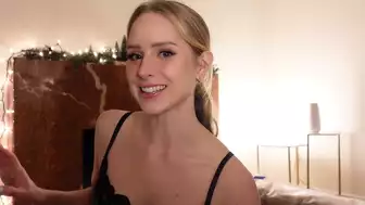 Caroline Zalog Stripping Lingerie By The Fireplace In Cozy Christmas Lingerie Try-On Video