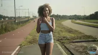 BralessForever Video Of Curvy Goddess Romy Teasing In Public Showing Her Big Boobs
