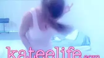 KateeLife Shakes Her Big Boobs in a Tight White Top on Webcam Video