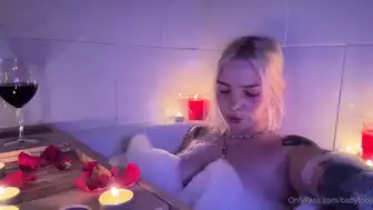 Babyfooji enjoys relaxing bubble bath while teasing with perky tits and wet pussy.