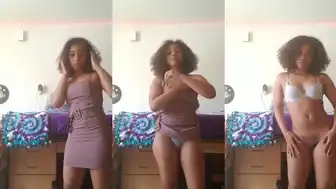 Ebony Curvy Goddess Strips Down To White Lingerie In Video