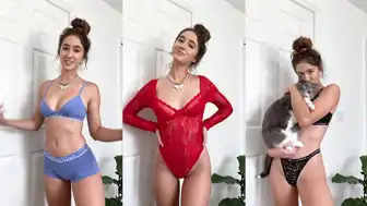 Natalie Roush Try on Lingeries while playing with her pet in this sexy Onlyfans video.