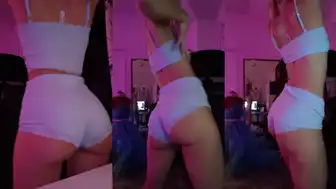 Miss Alice Twirling in a Blue Lingerie Teasing her Curves