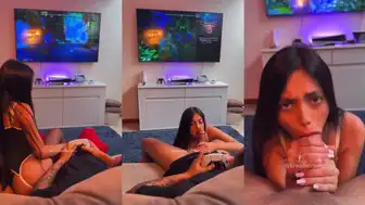 BrendaTrindade Hot Girl Deeply Sucks Gamer BF"s Cock Video