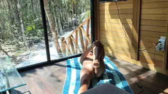 Jenny Scordamaglia gets fully naked for a relaxing yoga stretch in this sensual video