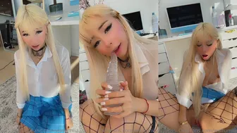 WaifuMiia Showing Pussy Tease with Alien Dildo in Schoolgirl Uniform in this OnlyFans Video