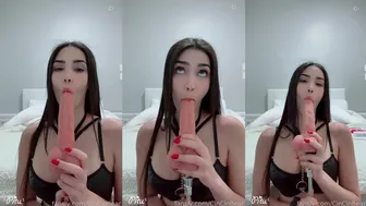 CinCinBear Dildo Blowjob POV in Black Lingerie Fansly Video