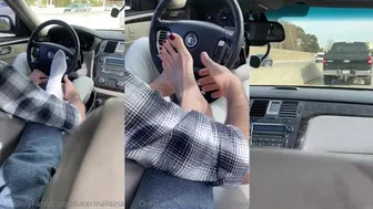 Ekaterina Lisina Drives Barefoot & Shows Off Her Soles in the Car in this OnlyFans Video