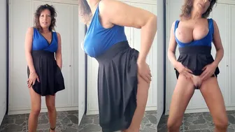 Iampaolafreal Teasing in a Tight Blue Dress Showing Off Her Curvy Body in Seductive Poses in OnlyFans Video