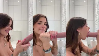 Arikytsya Deepthroats a Wall-Mounted Dildo in POV Bathroom Blowjob Video