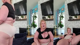 fantasymilfursula OnlyFans Curvy Goddess in Black Dress Teasing with Thick Thighs and Big Boobs on Display in Her Living Room