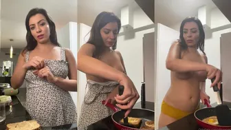 AlinaAngel Cooks Breakfast in her Kitchen while Stripping Naked for her OnlyFans Video