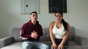 Isaacandandrea tease playful kisses in casual wear in this OnlyFans video