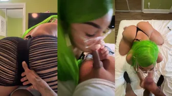 AlienLan Sloppy Blowjob Video with Green-Haired Gem Jewels Sucking Dick