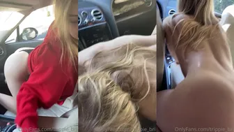 Trippie_bri gives sloppy car blowjob and rides cock passionately in this OnlyFans Leaked Video