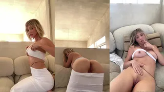 Sarah Underwood Teases Shaved Pussy in White Lingerie in OnlyFans Video