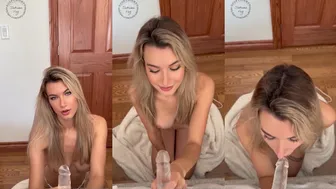Sabrina Vaz Blonde Teasing Her Tight Pussy With A Glass Dildo in this OnlyFans Video