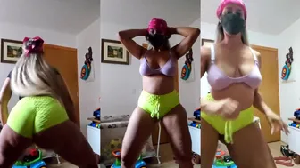 MC Bandida Twerking Tease in Green Panties and Purple Bra During Live OnlyFans Video