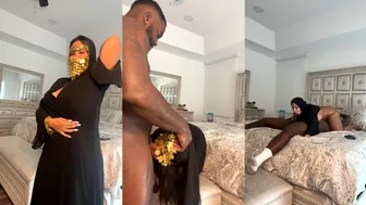 Barbienjd_ aka model_g.g Ebony babe in black outfit and gold mask teases and sucks big dick before getting fucked hard in this leaked OnlyFans video.