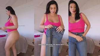 NataliConti Struggles to Fit Her Curvy Goddess Body into Tight Jeans in OnlyFans Video